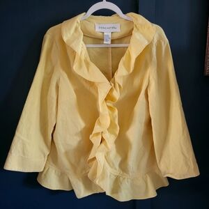 Doncaster Linen Cotton‎ Dressy Ruffle Cardigan Blouse Top Light Summer Jacket